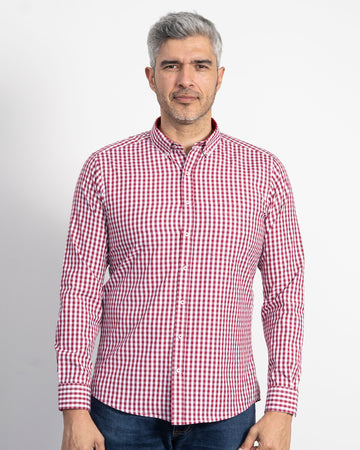 Camisa Cuadros Unicolor Vino Tinto