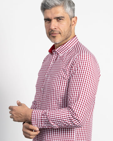 Camisa Cuadros Unicolor Vino Tinto