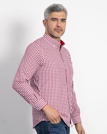 Camisa Cuadros Unicolor Vino Tinto