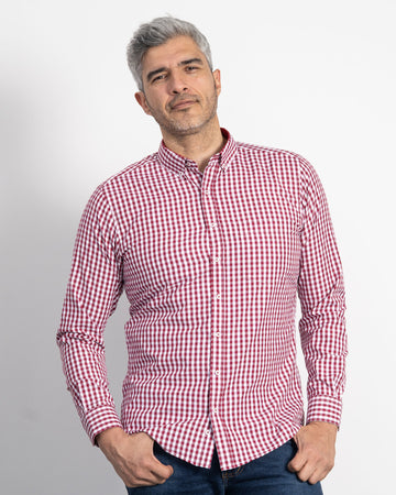 Camisa Cuadros Unicolor Vino Tinto