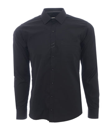 Camisa Solo Fondo Negra Detalle Cuello