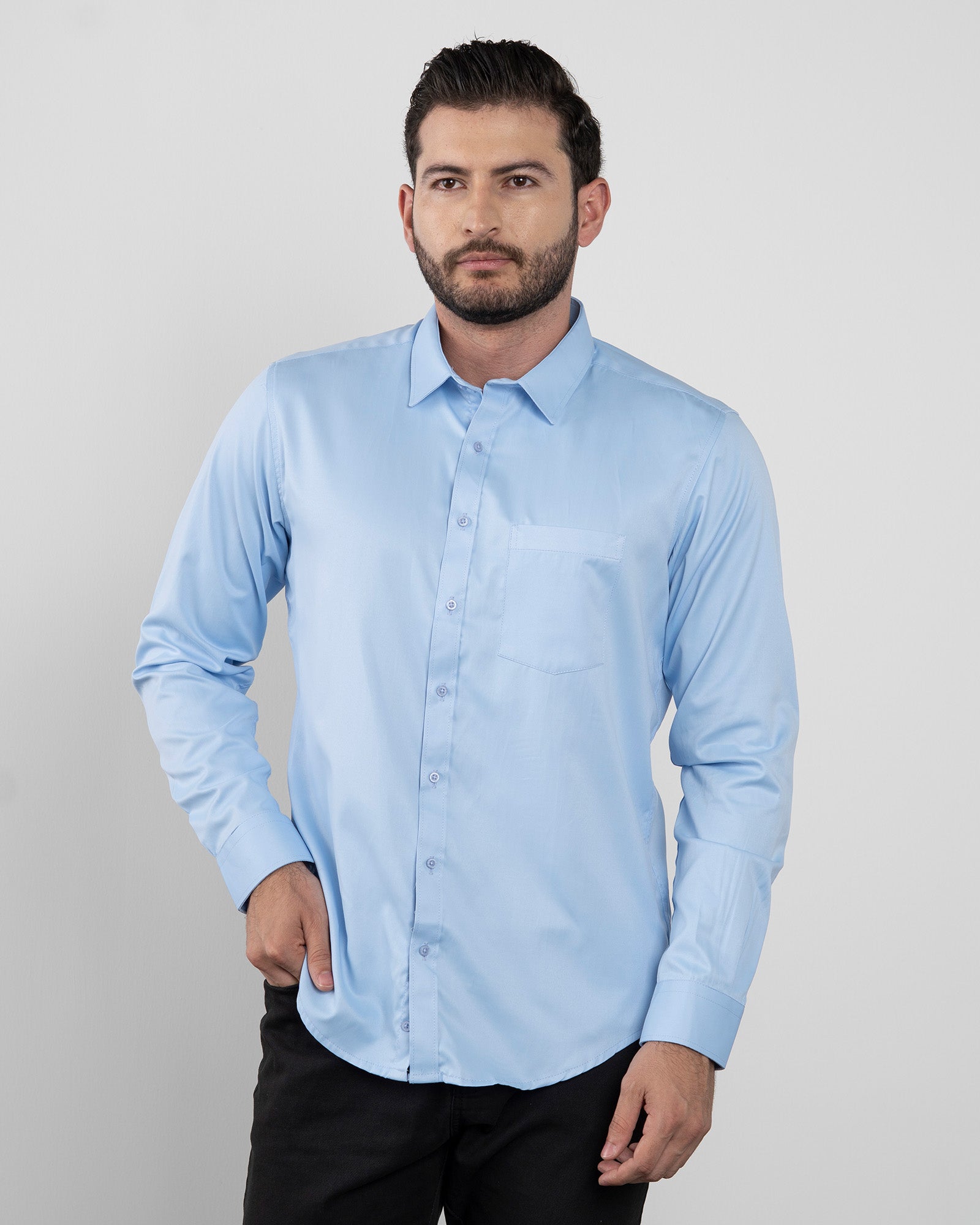 Camisa Formal Satin Azul Cielo