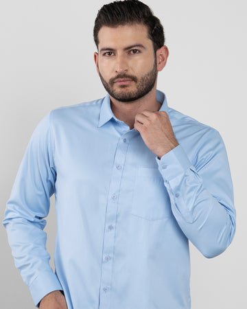 Camisa Formal Satin Azul Cielo