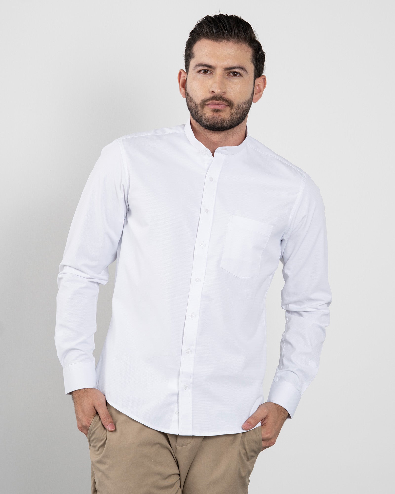 Camisa Blanca Cuello Mao