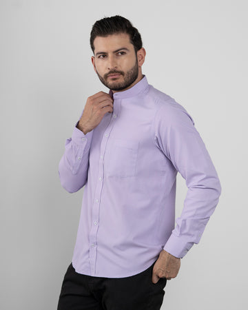 Camisa Lila Cuello Mao