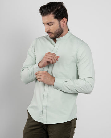 Camisa Verde Claro Cuello Mao