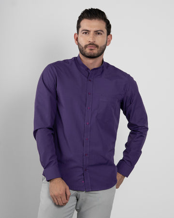 Camisa Morada Cuello Mao