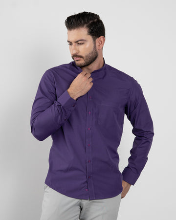 Camisa Morada Cuello Mao