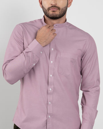 Camisa Rojo Claro Cuello Mao