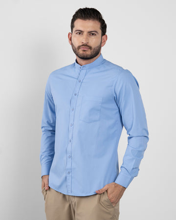 Camisa Cuello Mao Azul Claro