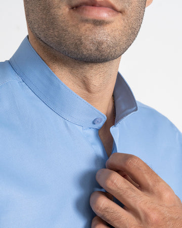 Camisa Azul Claro Cuello Mao