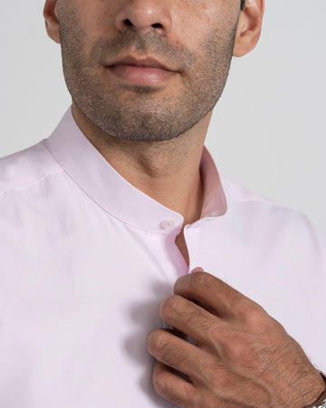 Camisa Rosada Cuello Mao