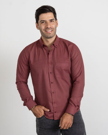 Camisa Print Avión Vino Tinto