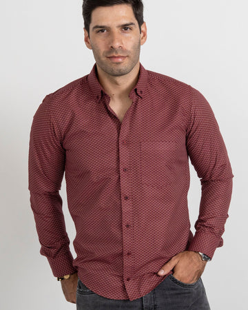 Camisa Print Avión Vino Tinto
