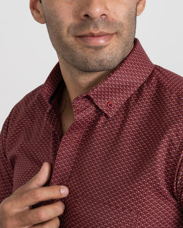 Camisa Print Avión Vino Tinto