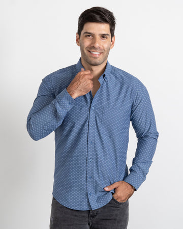 Camisa Print Hojas Azul