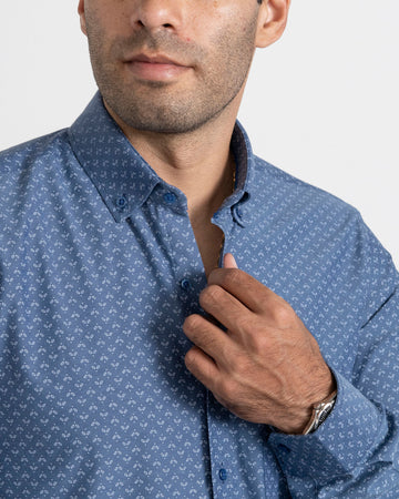 Camisa Print Hojas Azul