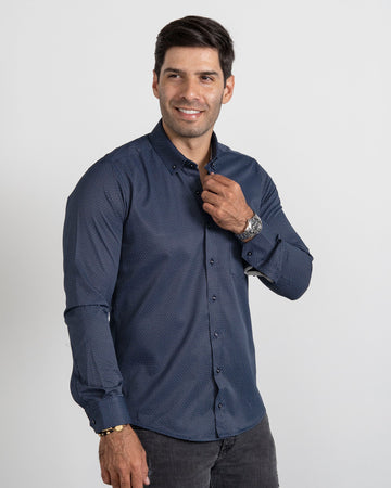 Camisa Print Puntos Azul Claro