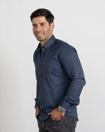 Camisa Print Puntos Azul Claro