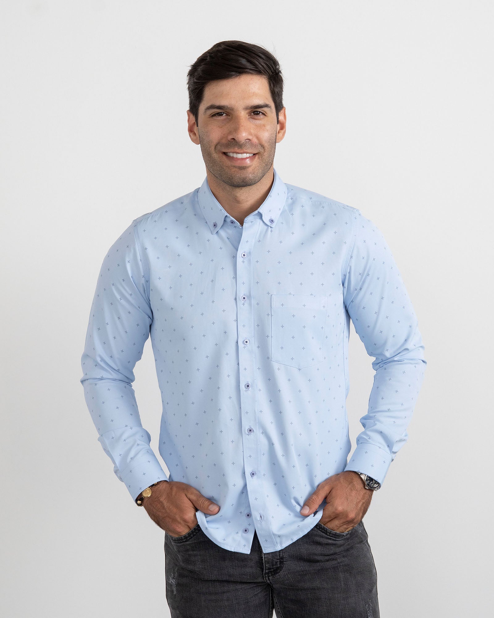 Camisa Print Estrella Azul Clara