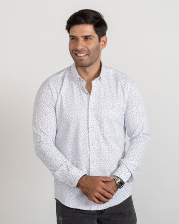 Camisa Print Hojas Blancas