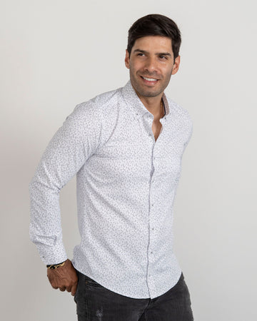 Camisa Print Hojas Blancas