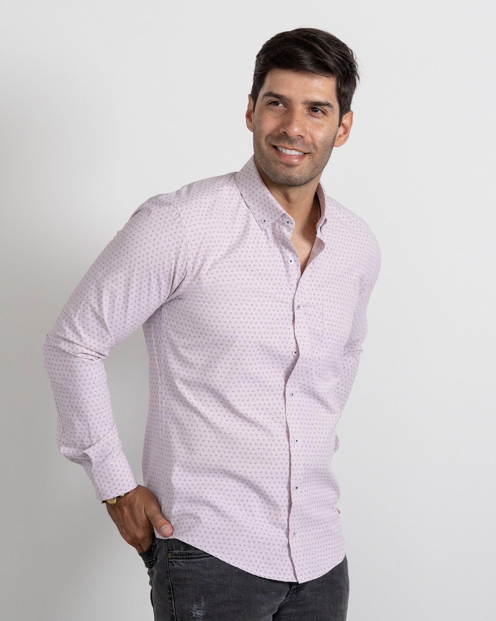 Camisa Print Puntos Rosada