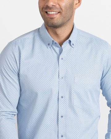 Camisa Print Rombos Azul Clara