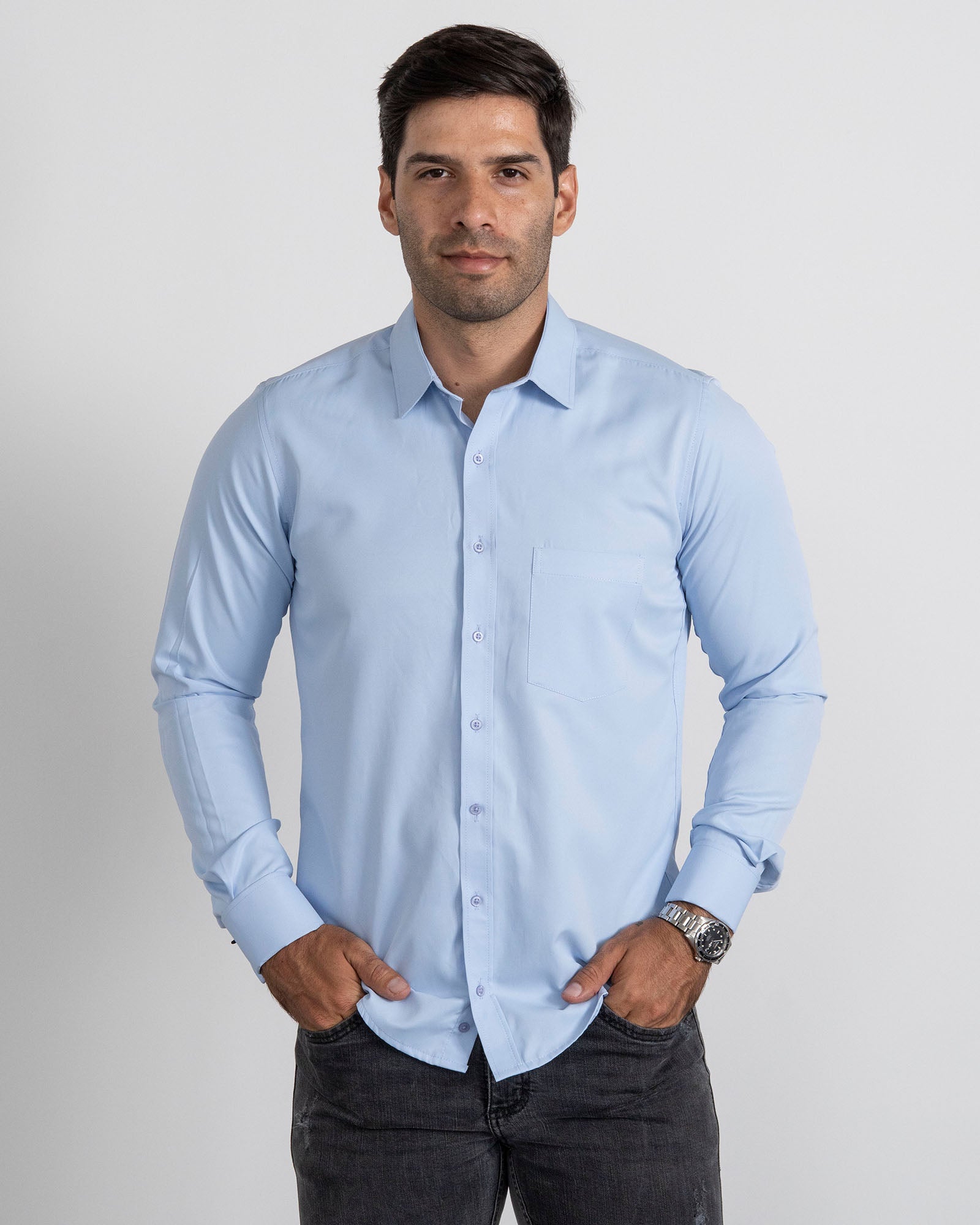 Camisa Mancorna Azul Cielo