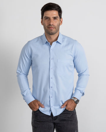 Camisa Mancorna Azul Cielo
