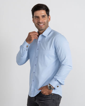 Camisa Mancorna Azul Cielo