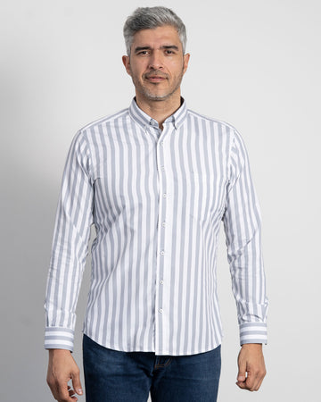 Camisa Rayas Gris Clara