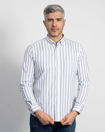 Camisa Rayas Gris Clara