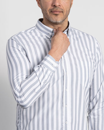 Camisa Rayas Gris Clara