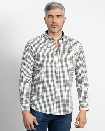 Camisa Cuadros Unicolor Verde Oscura