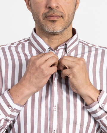 Camisa Rayas Vino Tinto