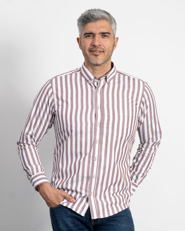 Camisa Rayas Vino Tinto