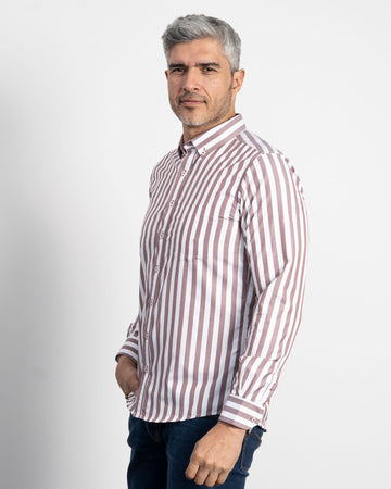 Camisa Rayas Vino Tinto