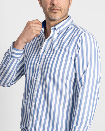 Camisa Rayas Azul Oscura
