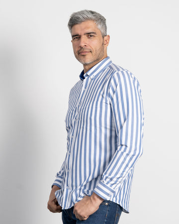Camisa Rayas Azul Oscura