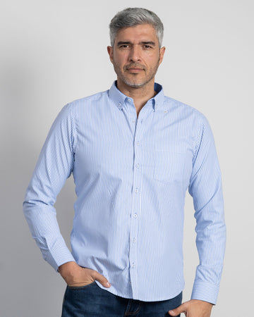 Camisa Rayas Azul Clara