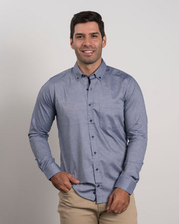 Camisa Algodón Solo Fondo Azul