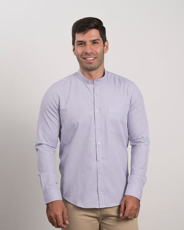 Camisa Lila Print Cuello Mao