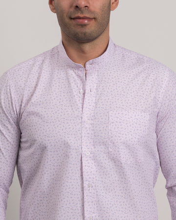 Camisa Rosada Print Cuello Mao
