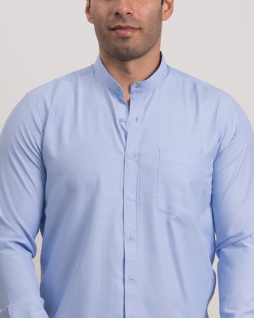 Camisa Cuello Mao Azul Claro