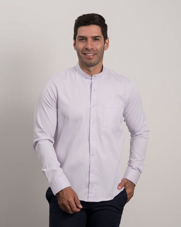 Camisa Lila Claro Cuello Mao