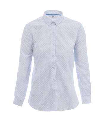 Camisa Blanca Cuadros Azules Mujer