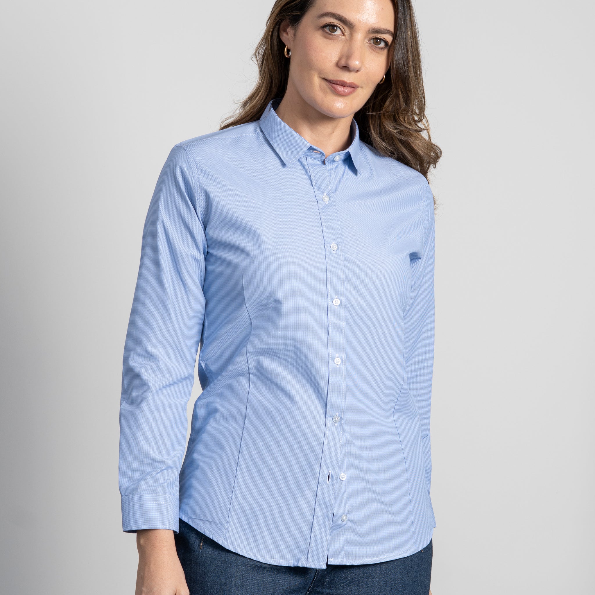 Camisa Mujer Azul Textura