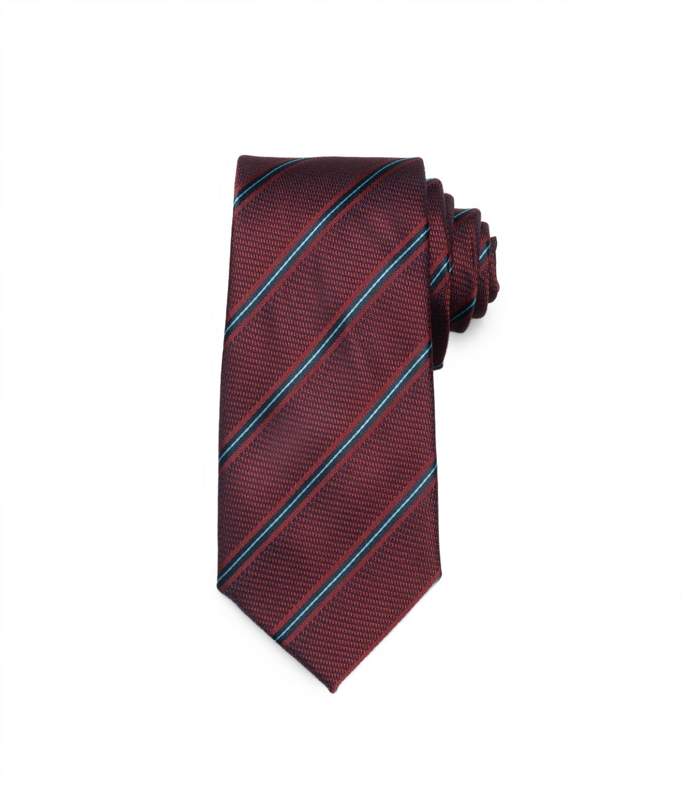 Corbata Vino Tinto Raya Azul Clara