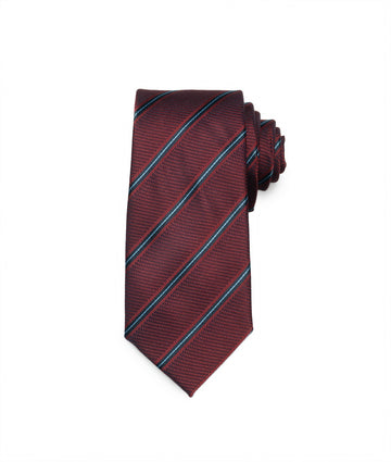 Corbata Vino Tinto Raya Azul Clara